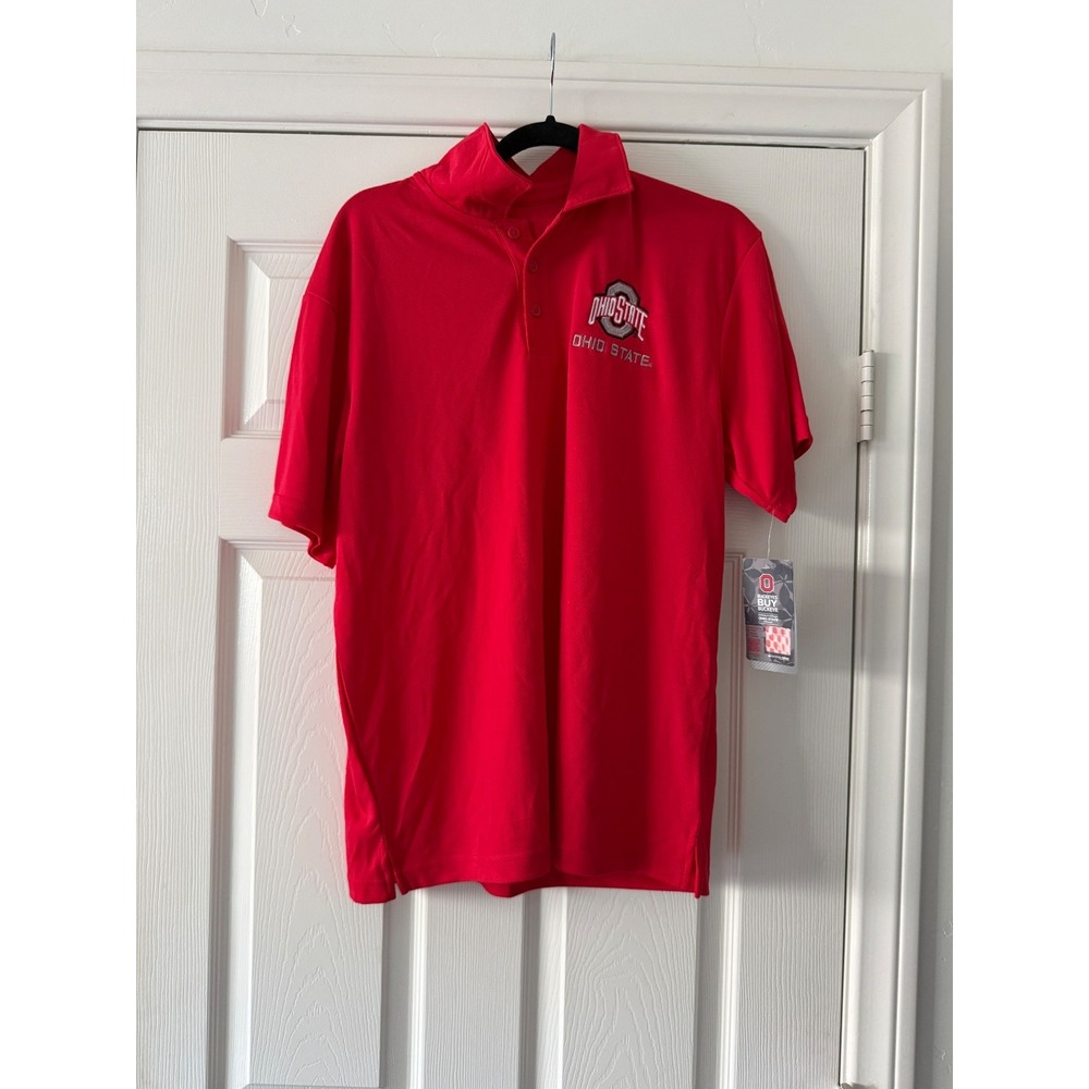 ohio‎ state buckeyes red polo college short sleeve shirt men size medium
